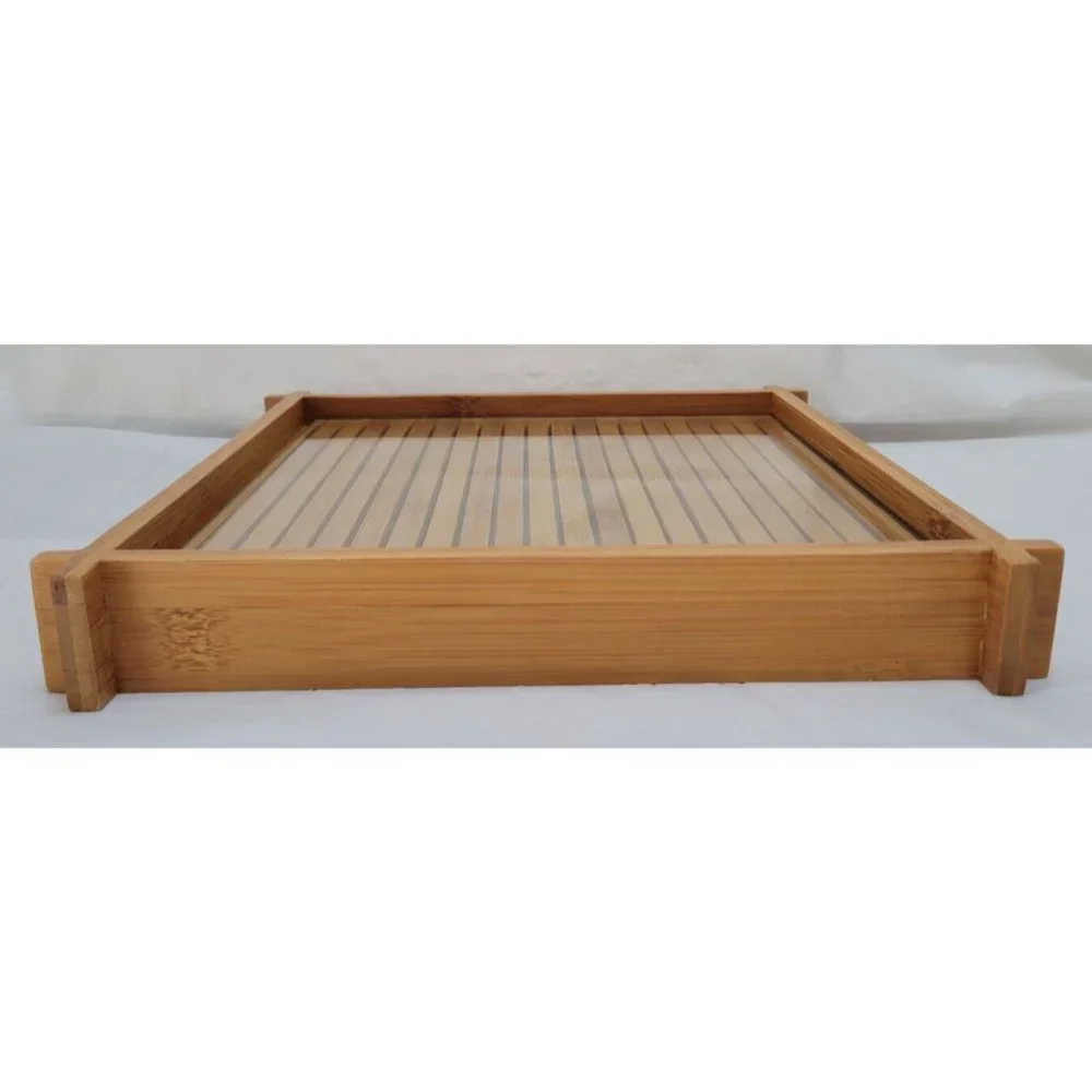 PartyLite Bamboo Wooden Tray Holder with Mint Green Box - Picture 2 of 15